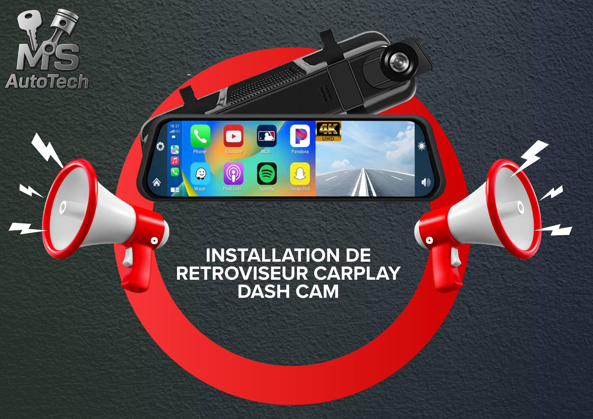 INSTALATION RETROVISEUR CARPLAY+DASH CAM